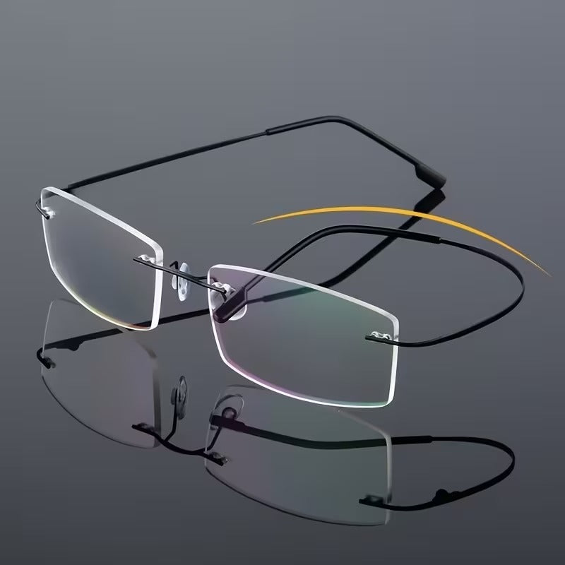 Titanium Alloy Ultra-Light Rimless Square Eyeglasses for Men & Women