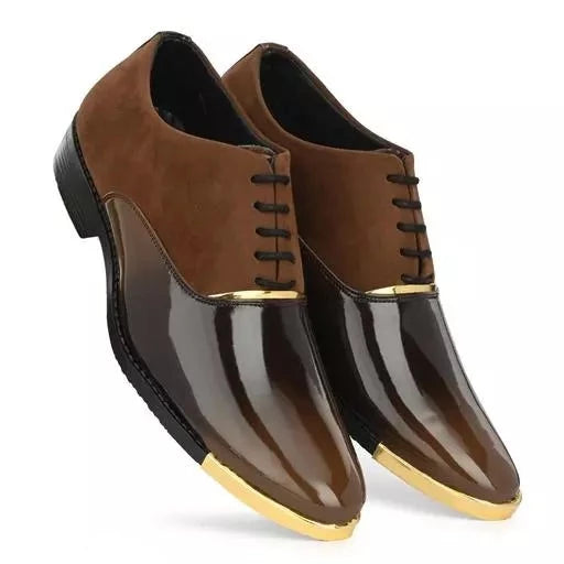 Mens Shiny Wear Premium Design High Quality Faux Leather Oxford Formal Shoes-JonasParamount