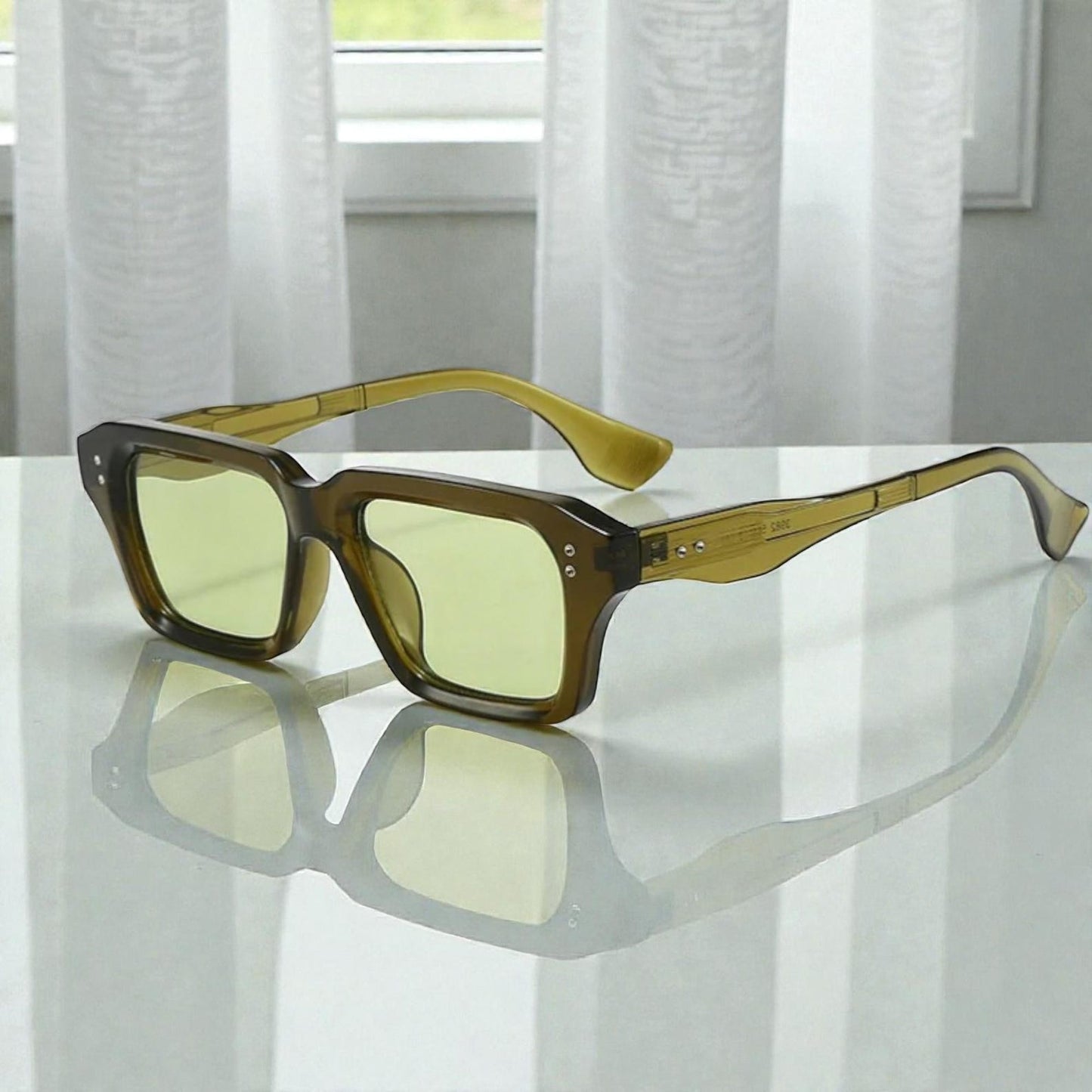 Premium Vintage Rivet Square Sunglasses for Men & Women