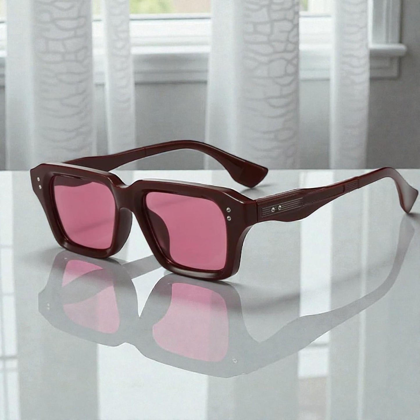 Premium Vintage Rivet Square Sunglasses for Men & Women