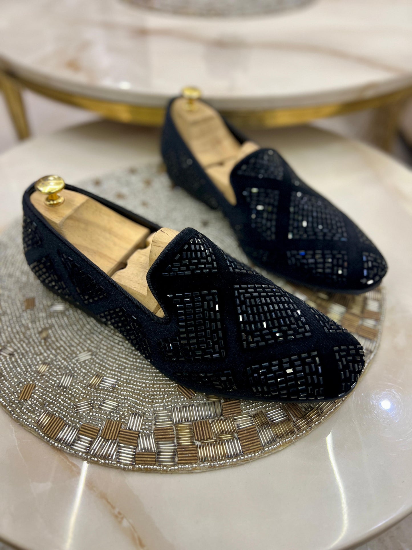 Stylish Black Studded Moccasins Men's Fashion Wedding Rivet Leather High Quality Slip On Flat Loafer-Jonas Paramount