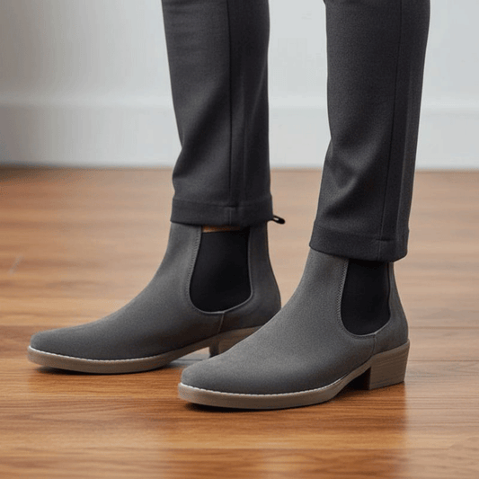 JonasParamount Premium Grey Suede Boots – Handmade Leather Sole
