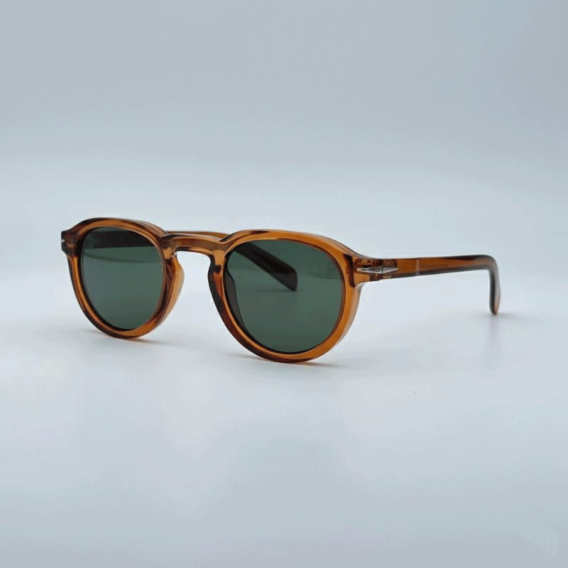 Retro Amber Round Sunglasses – Green UV400 Lens (Unisex)