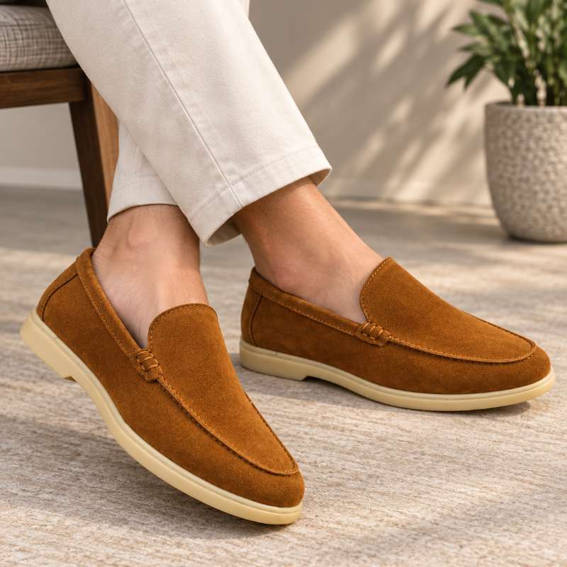 Premium Men's Leather Slip-On Loafers | Handmade TPR Sole