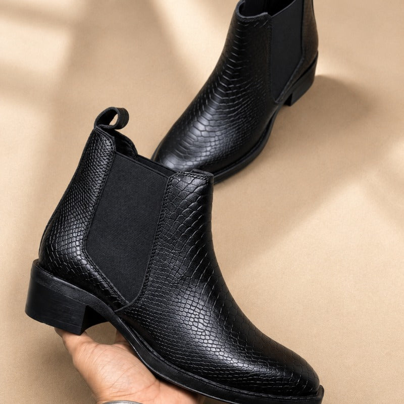 Premium Men’s Croco Chelsea Boots – Luxury Textured Ankle Boots