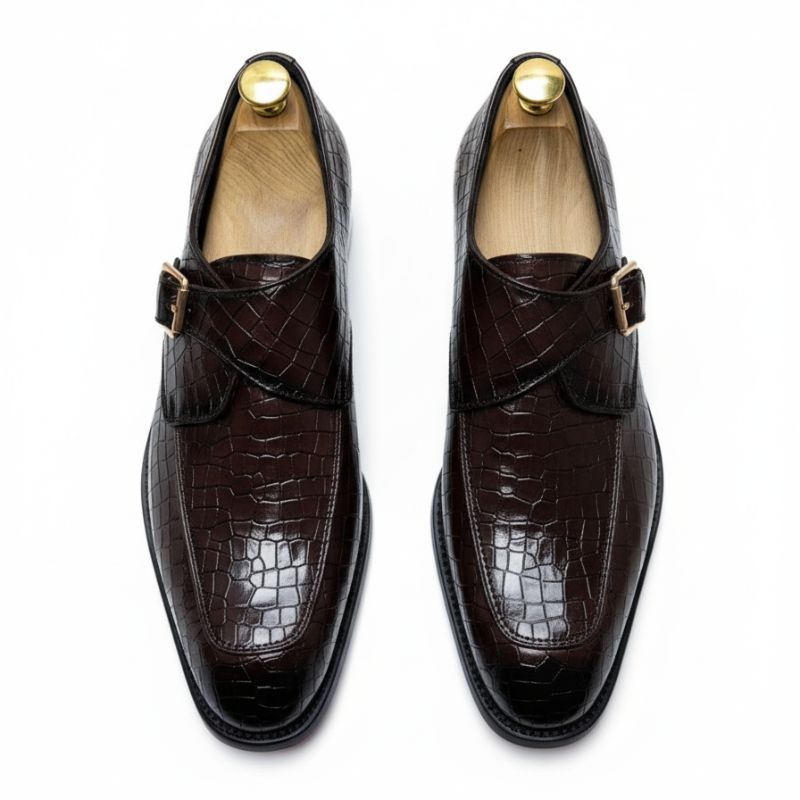 JonasParamount Monk Strap Moccasins for Men – Handmade Faux Leather Dress Shoes