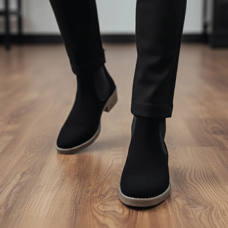 JonasParamount Premium Black Suede Boots – Handmade Leather Sole