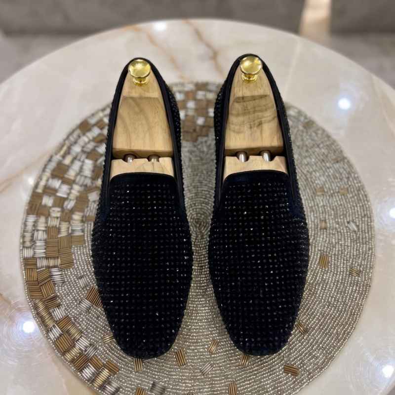 Luxury Black Studded Loafers for Men