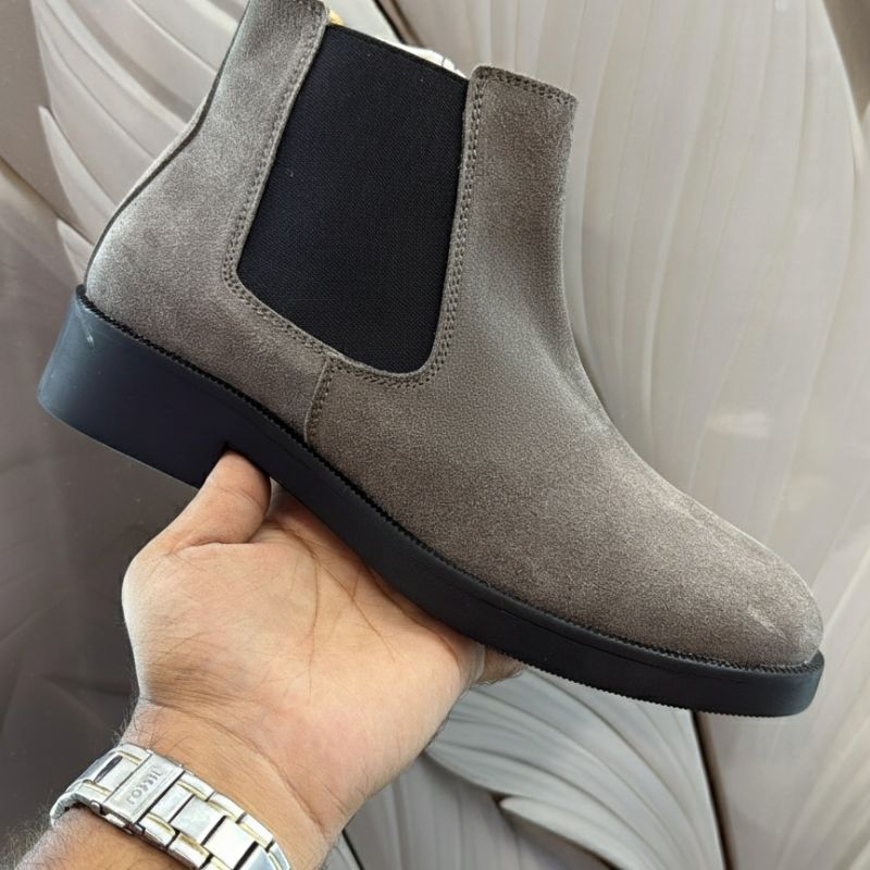 Premium Grey Suede Boots by JonasParamount – Handmade Leather Sole