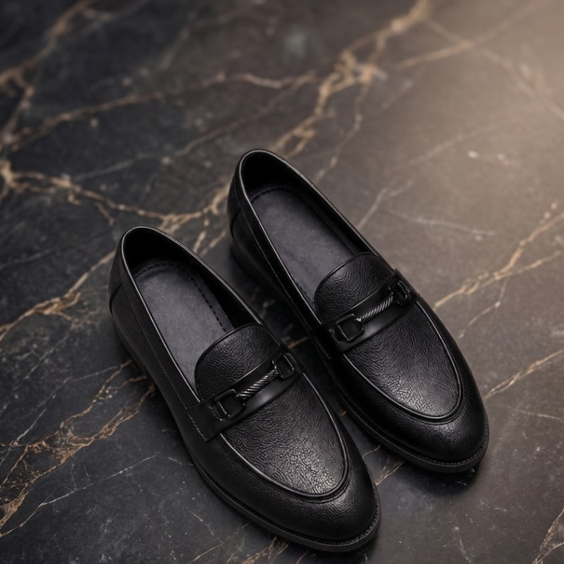 Premium Men’s Metal Bit Moccasins – Luxury Formal Slip-On Loafers