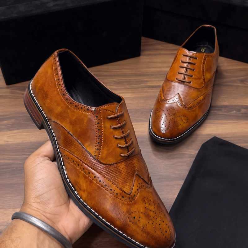 Premium Men's Brogue Oxford Formal Shoes | Classic Lace-Up Dress Shoes