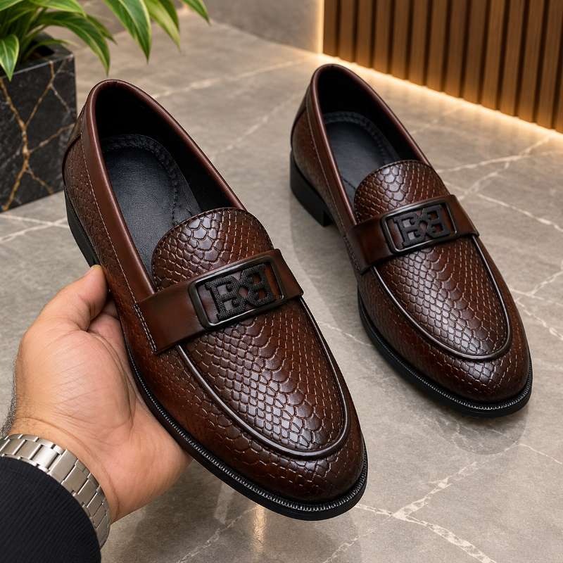 Men's Buckle Moccasins | Premium Faux Leather Loafers | Slip-On Formal Shoes