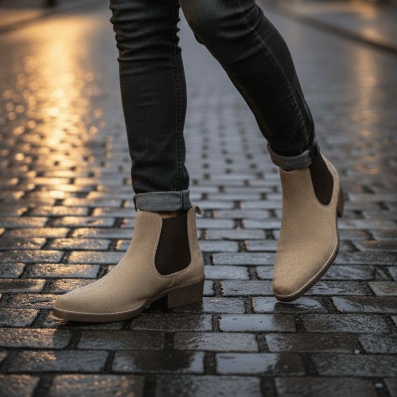 JonasParamount Premium Beige Suede Boots – Handmade Leather Sole