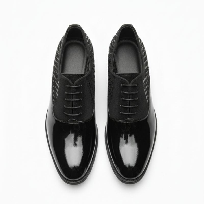 JonasParampount Premium Black Formal Shoes – Studded Mirror Work & Durable TPR Sole