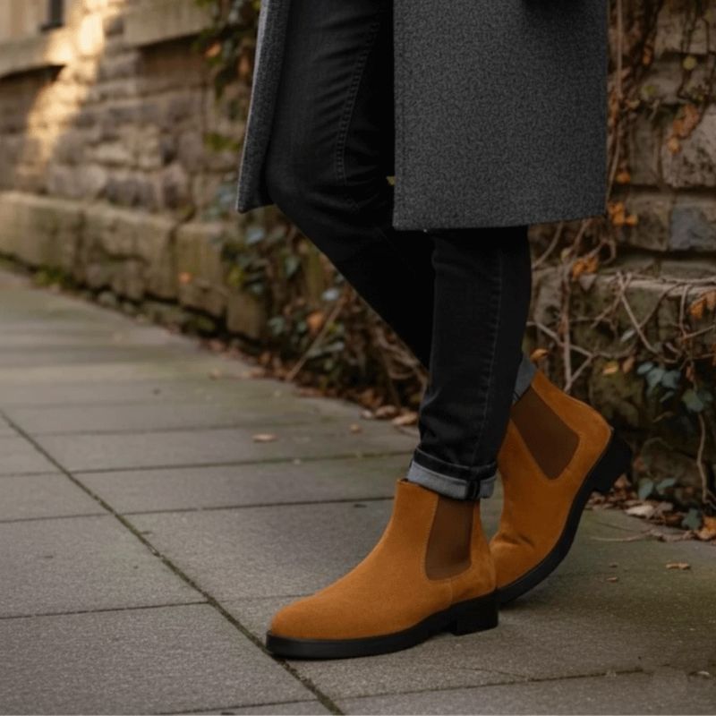 Premium Tan Suede Boots by JonasParamount – Handmade Leather Sole