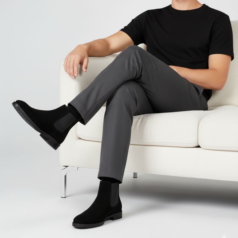 Premium Black Suede Boots by JonasParamount – Handmade Leather Sole