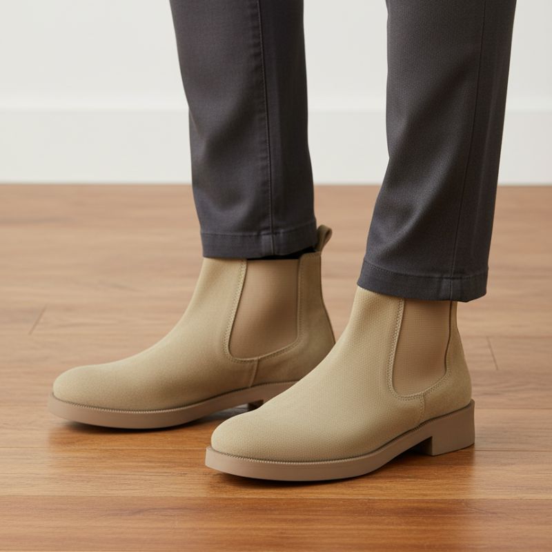 Premium Beige Suede Boots by JonasParamount – Handmade Leather Sole