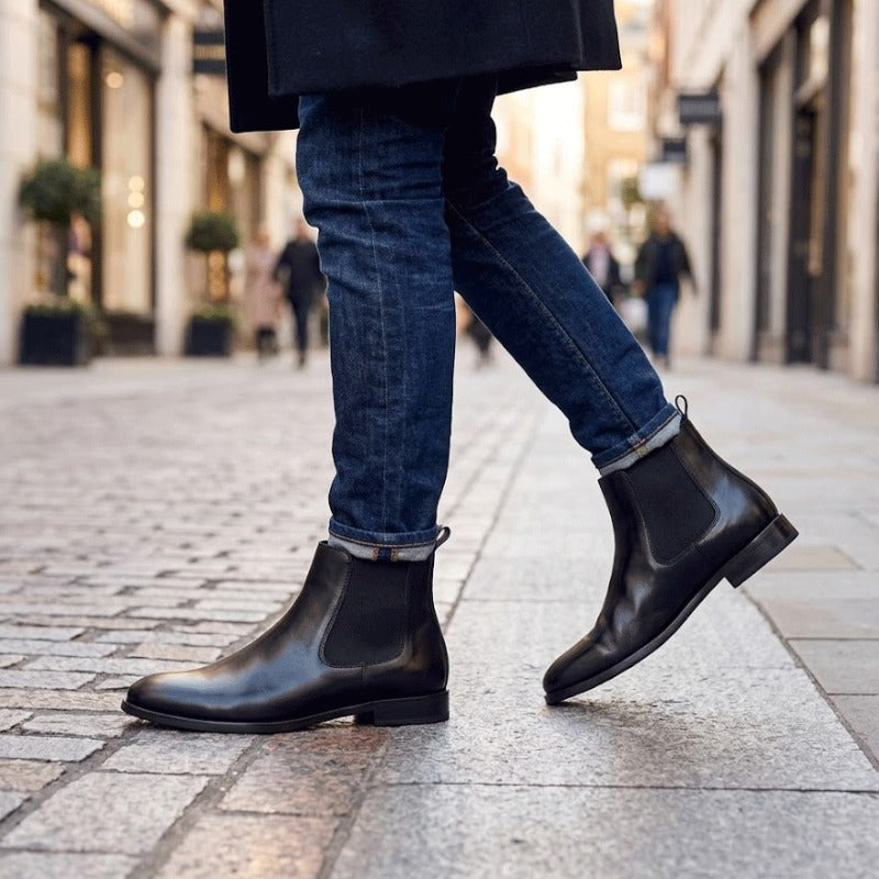 Men's Premium Chelsea Boots-Free Faux Leather Ankle Boots with Comfortable TPR Sole