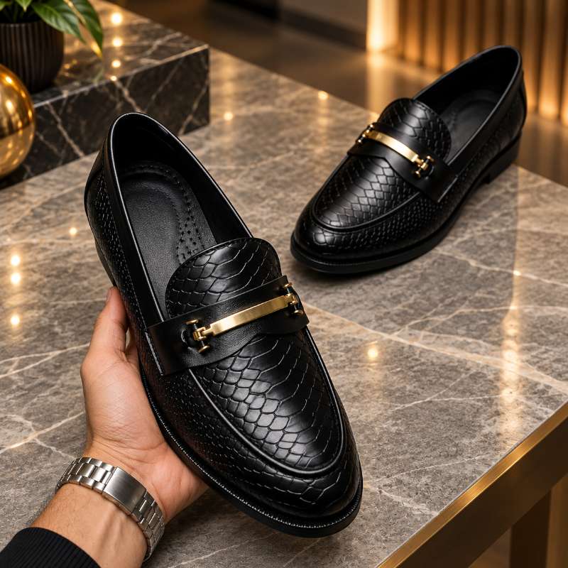 Men's Premium Textured Moccasins | Handmade TPR Sole | Formal Slip-On Shoes