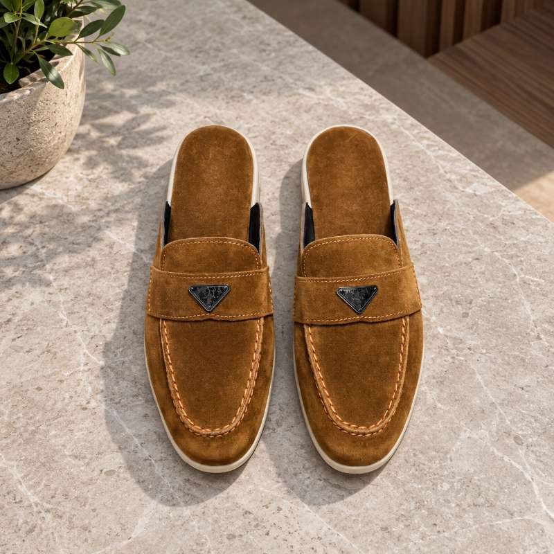 Men's Premium Suede Slip-On Loafers – Backless Mules