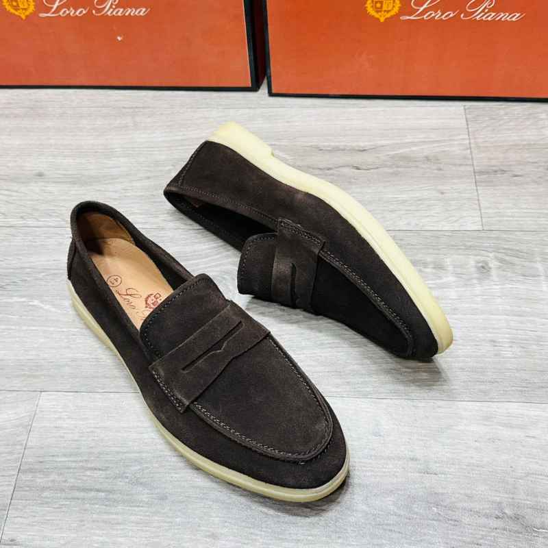 Men’s Premium Suede Slip-On Loafers – Genuine Leather Penny Loafers with Handmade TPR Sole