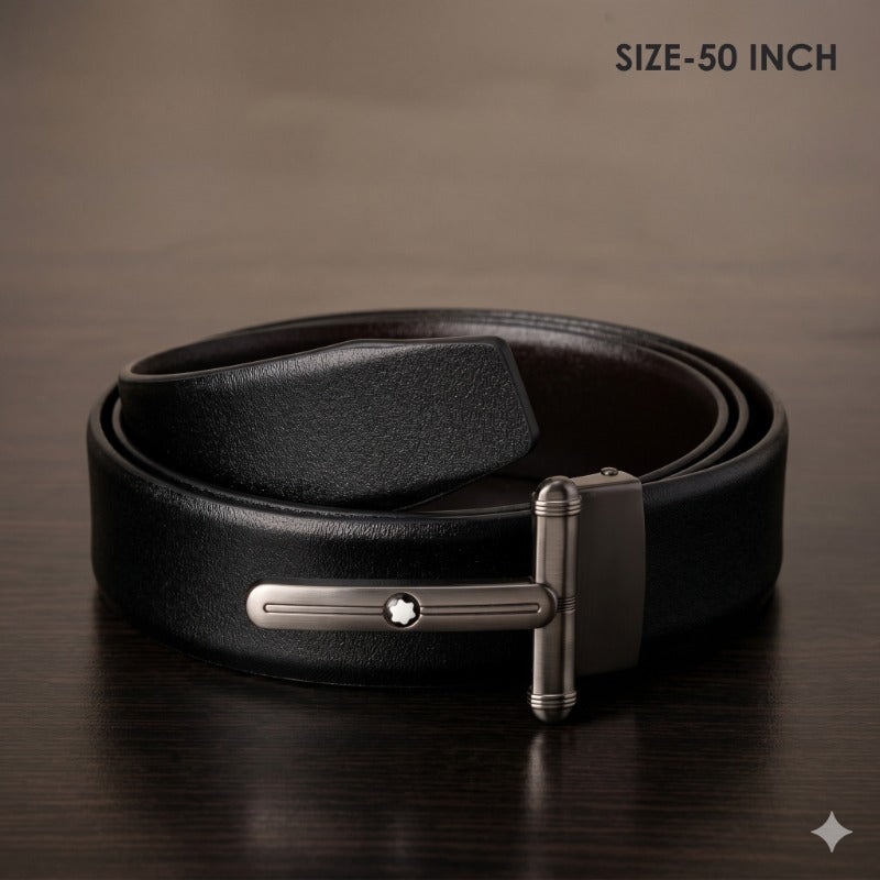 Dual Tone Grey Luxe Leather Belt for Men