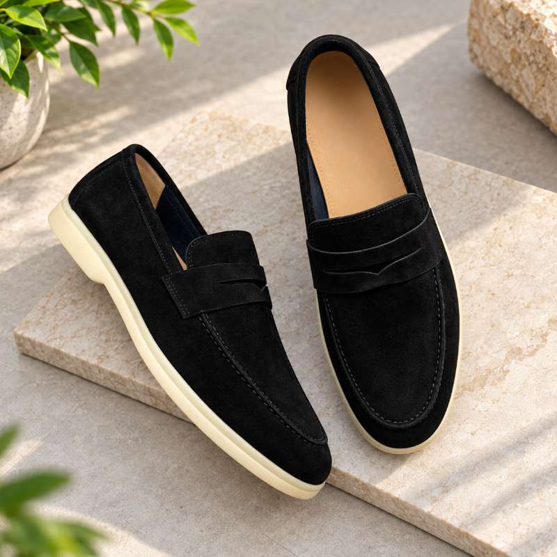 Premium Leather Slip-On Loafers for Men – Handmade TPR Sole