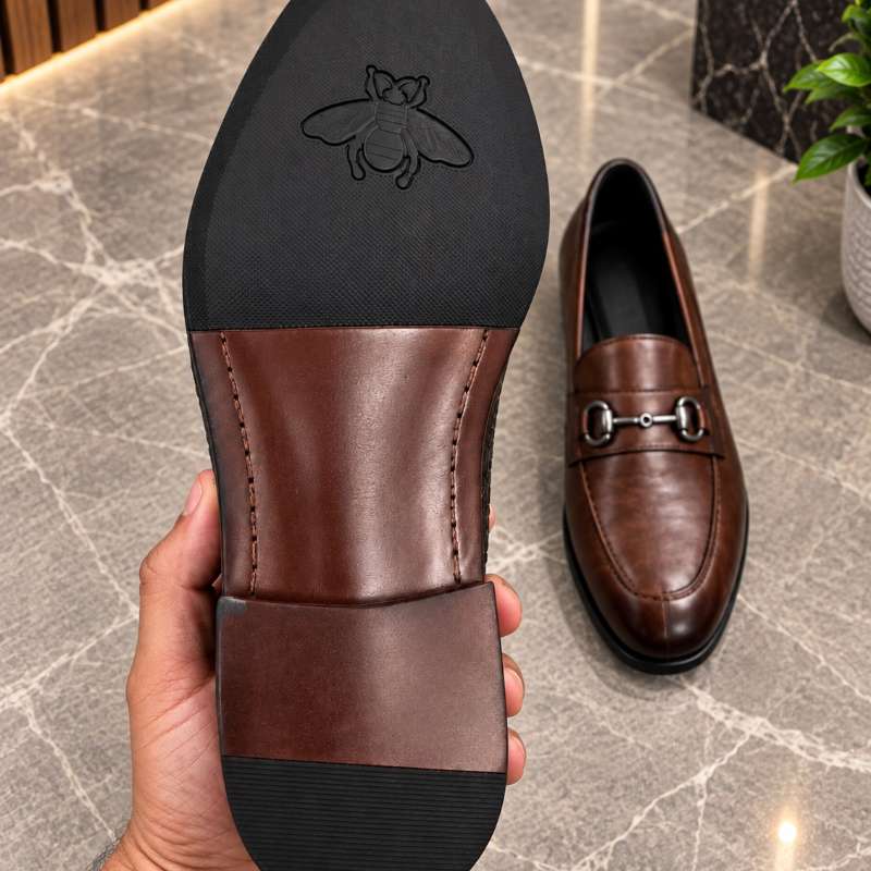 Premium Horse bit Embossed Moccasins for Men – Handmade Faux Leather Loafers