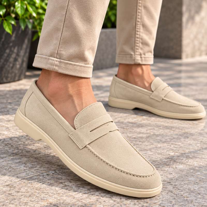 Premium Leather Slip-On Loafers for Men – Handmade TPR Sole