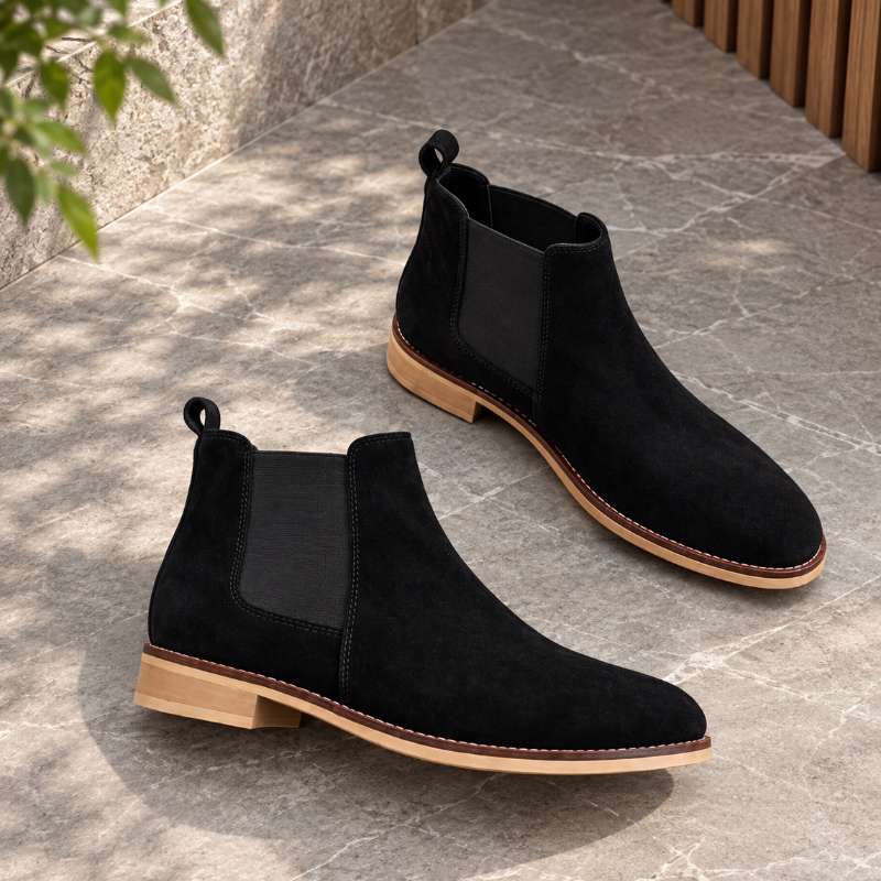 Men's Genuine Suede Chelsea Boots – Premium Slip-On Ankle Boots