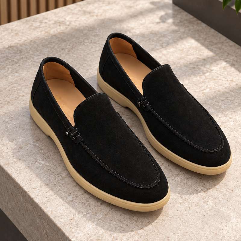Premium Men's Leather Slip-On Loafers | Handmade TPR Sole