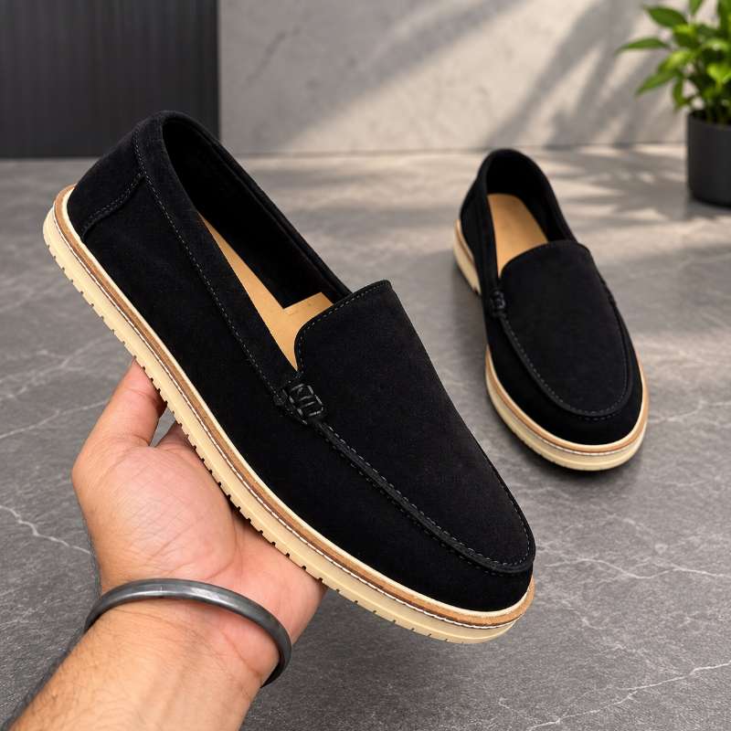 Premium Men's Leather Slip-On Loafers | Handmade TPR Sole | Casual Shoes