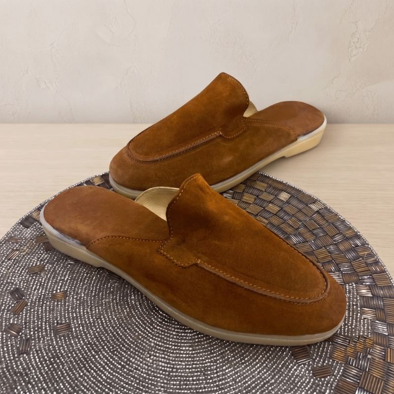 Premium Genuine Leather Slip-On Mule Loafers for Men | Handmade Comfort Casual Shoes