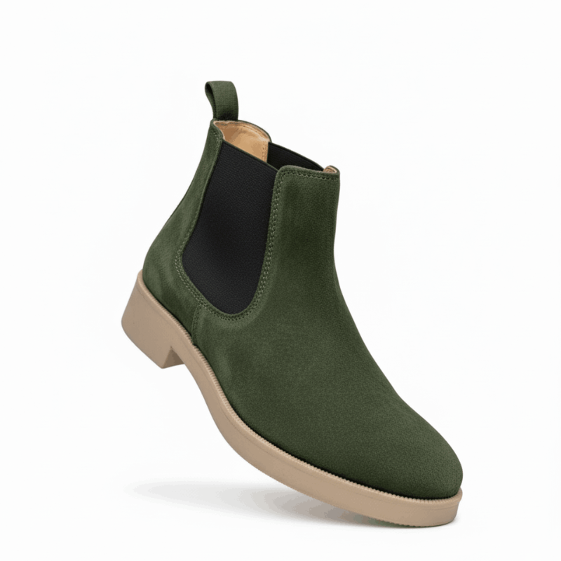 Premium Green Suede Boots by JonasParamount – Handmade Leather Sole