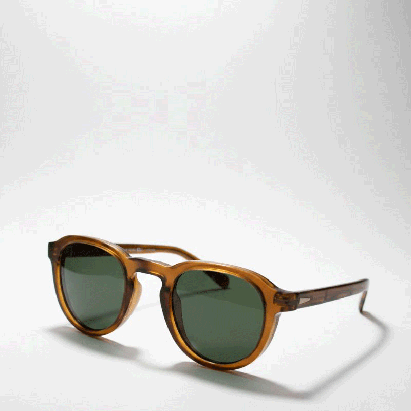 Retro Amber Round Sunglasses – Green UV400 Lens (Unisex)