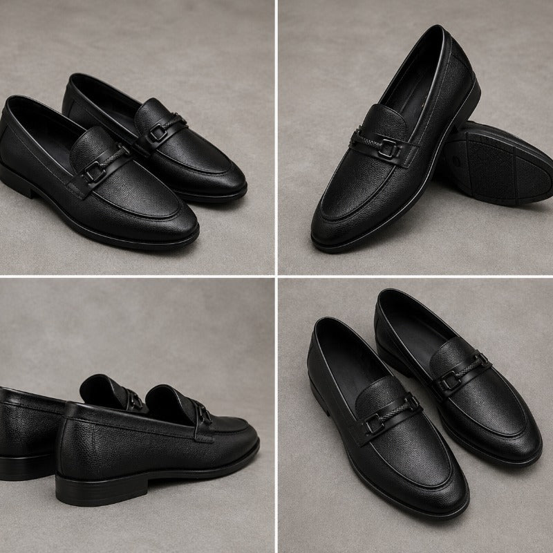 Premium Men’s Metal Bit Moccasins – Luxury Formal Slip-On Loafers