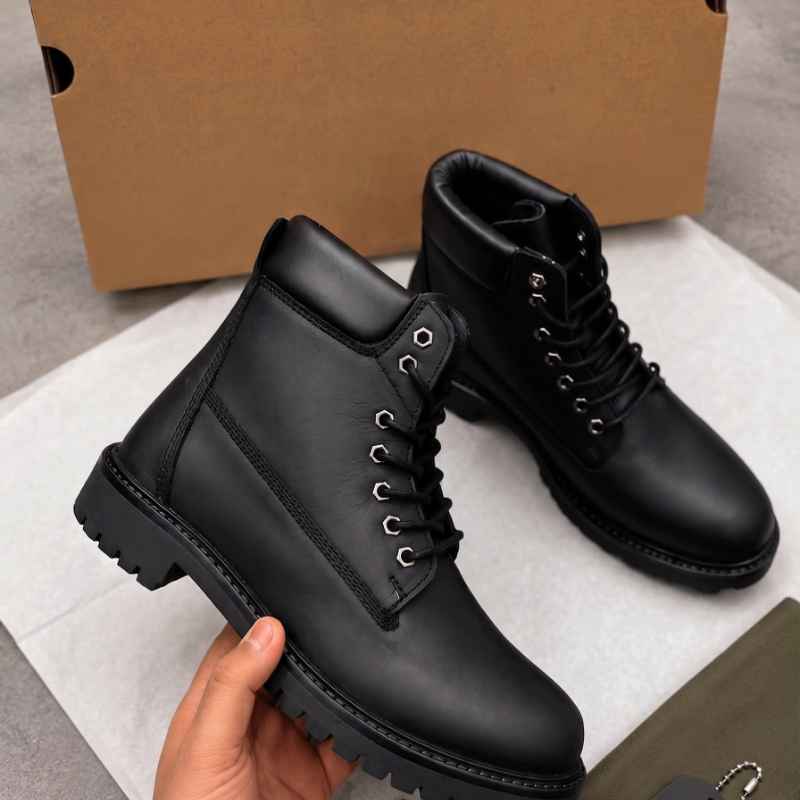 Premium Men's Leather Lace-Up Boots | Lightweight Casual & Outdoor Ankle Boots