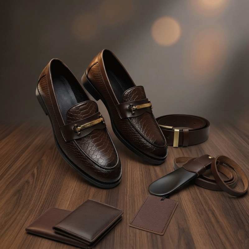 Men’s Premium Croc Textured Moccasins – Handmade TPR Sole Luxury Formal & Casual Slip-On Shoes