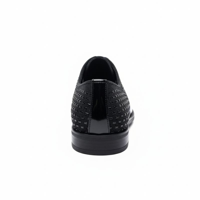 JonasParampount Premium Black Formal Shoes – Studded Mirror Work & Durable TPR Sole