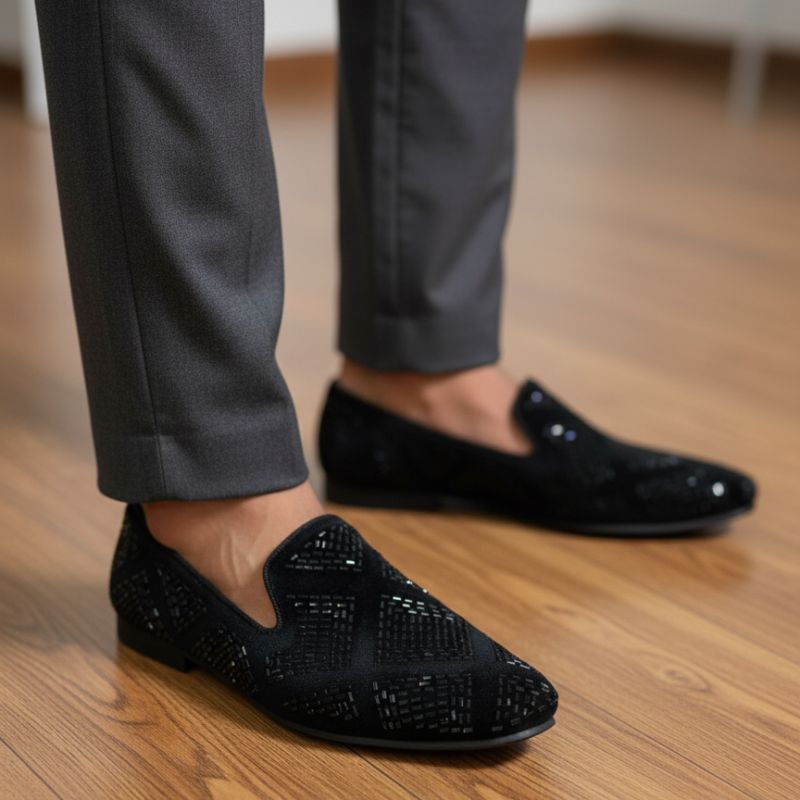 JonasParamount Premium Studded Black Loafers with Durable TPR Sole