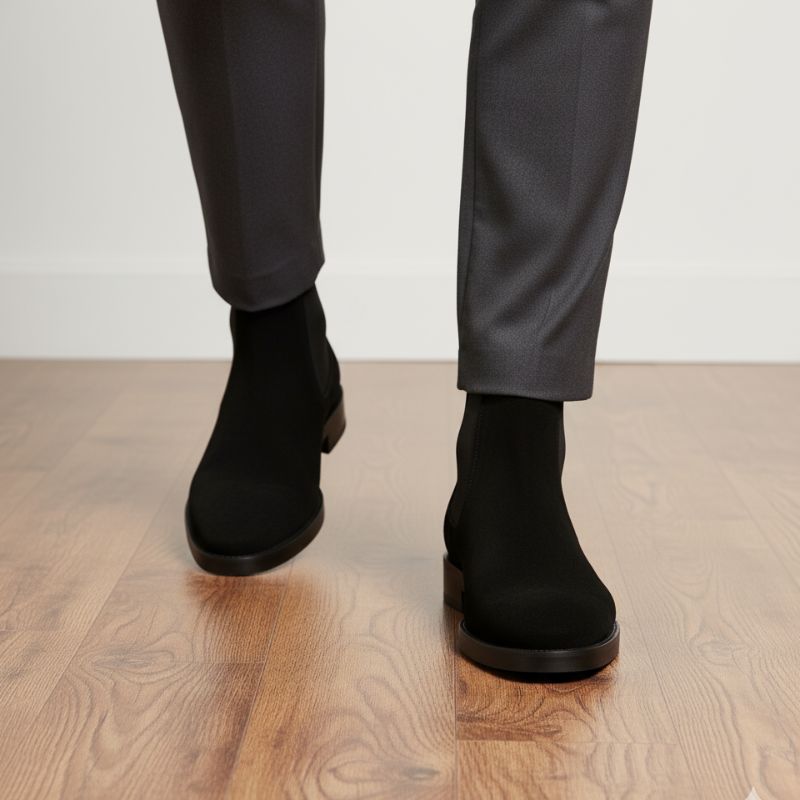 Premium Black Suede Boots by JonasParamount – Handmade Leather Sole