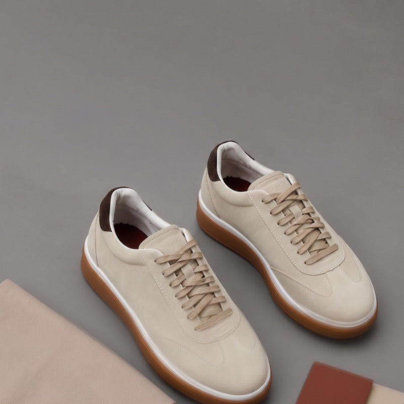 Men's Premium Leather Sneakers – Casual Lace-Up Comfort Shoes