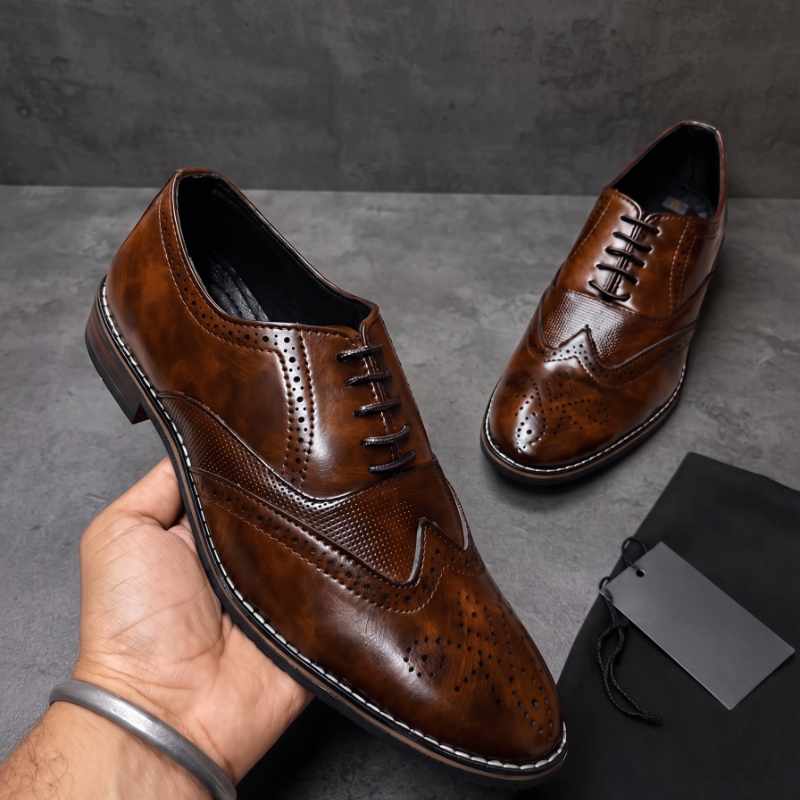 Premium Men's Brogue Oxford Formal Shoes | Classic Lace-Up Dress Shoes