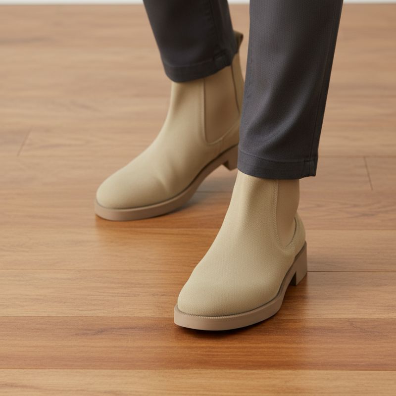 Premium Beige Suede Boots by JonasParamount – Handmade Leather Sole