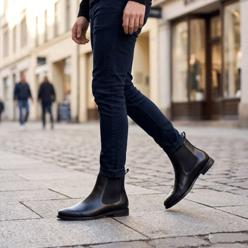 Men's Premium Chelsea Boots-Free Faux Leather Ankle Boots with Comfortable TPR Sole