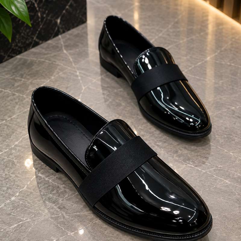 Men's Suede Patent Moccasins | Glossy Patent Finish with Suede Touch | Premium Formal Loafers