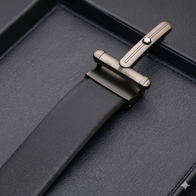 Dual Tone Grey Luxe Leather Belt for Men