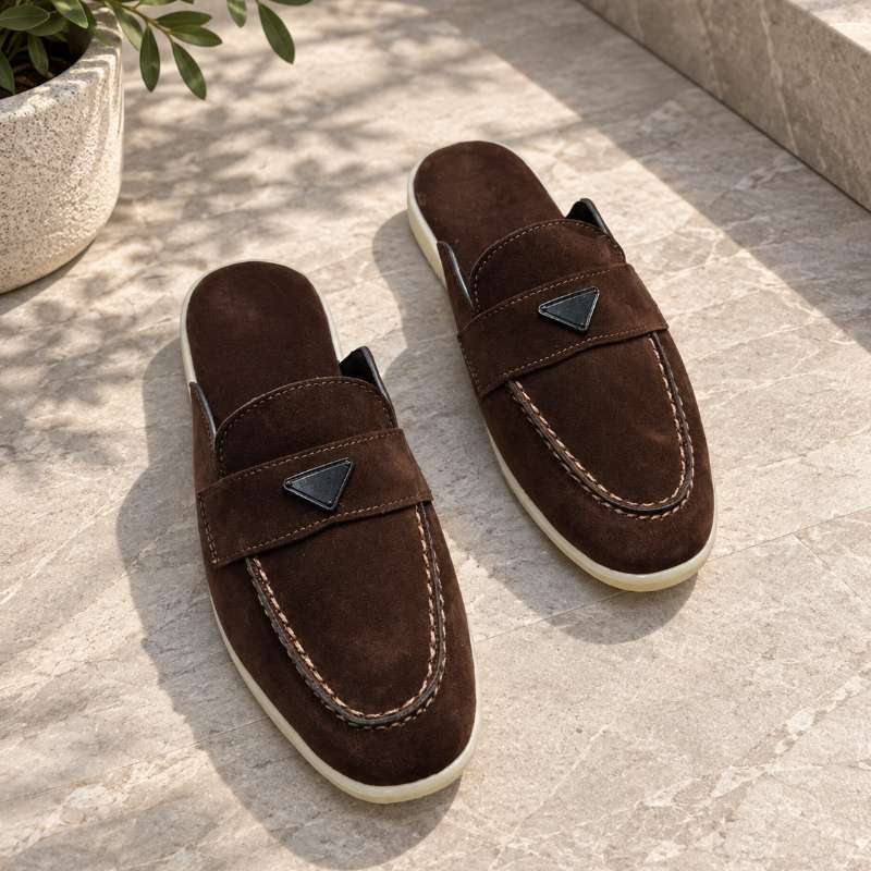 Men's Premium Suede Slip-On Loafers – Backless Mules