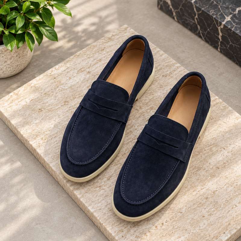 Premium Leather Slip-On Loafers for Men – Handmade TPR Sole