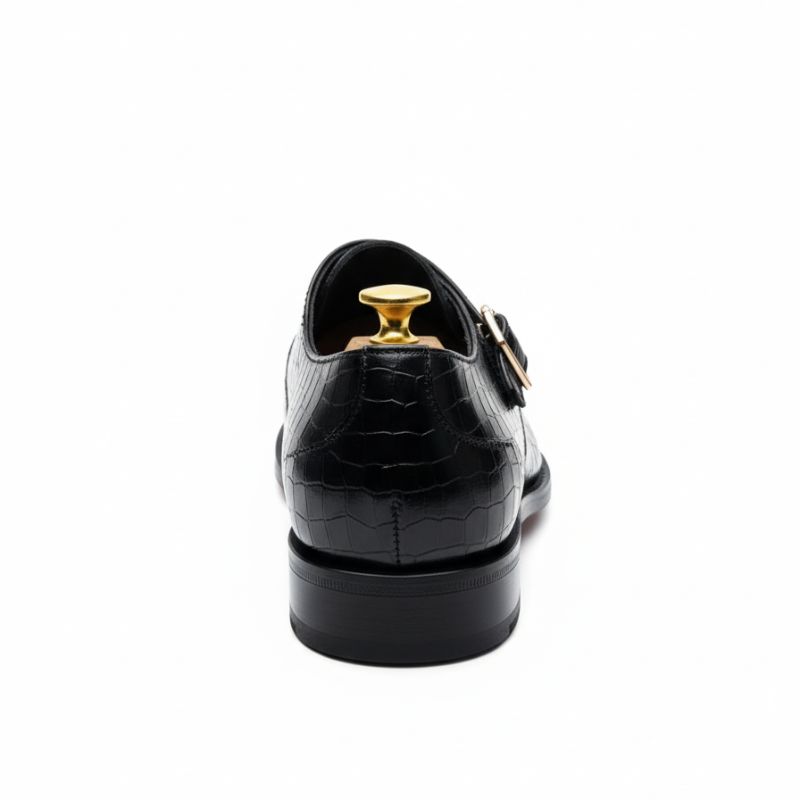 JonasParamount Monk Strap Moccasins for Men – Handmade Faux Leather Dress Shoes